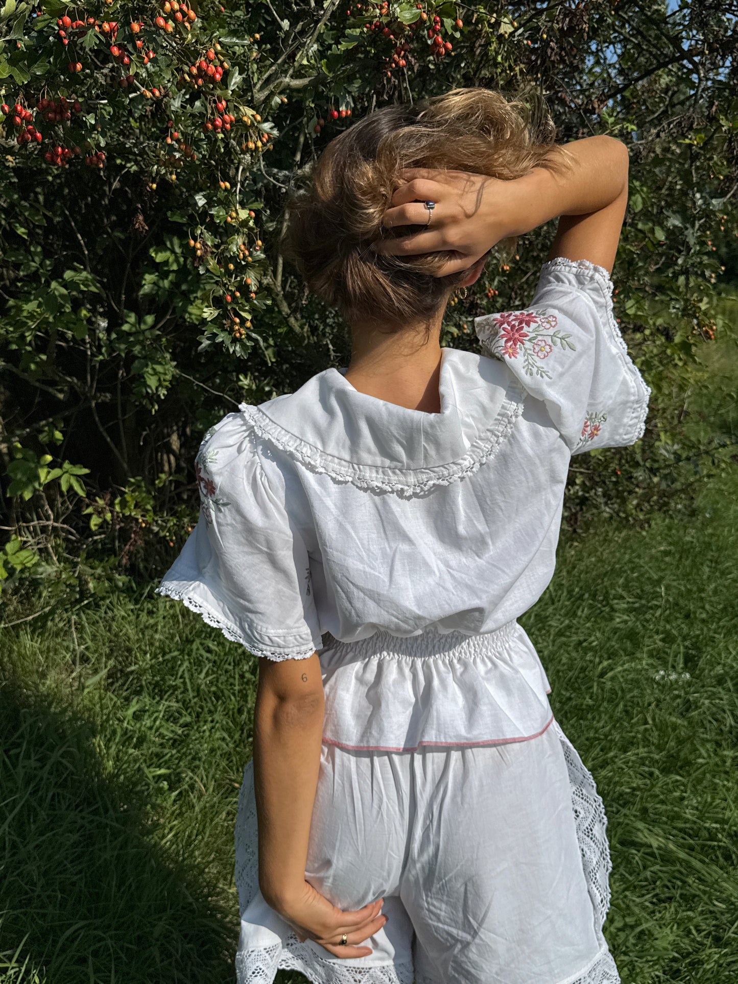 Reworked  Embroidery Flowers Shirt