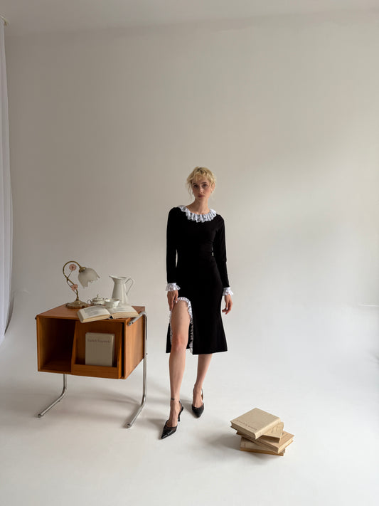 Black Midi dress with Lace
