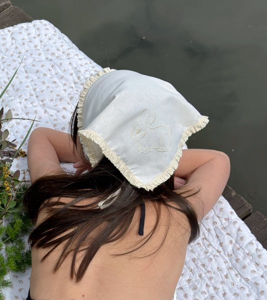 Head Scarf With Embroidered Bunny