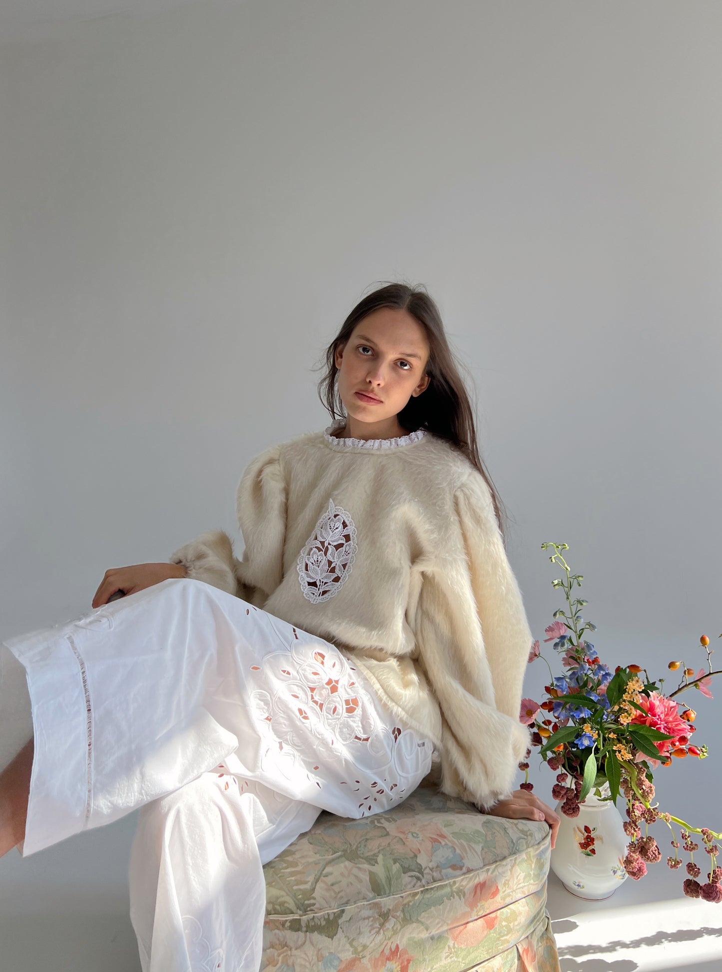 Angora rose jumper in Cream