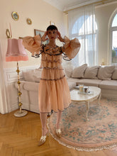 Load image into Gallery viewer, Upcycled Peach Organza Sheer Dress
